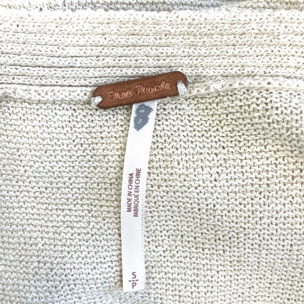 Free People Tunic Sweater Boho Criss Cross Side Slit Knit Cream Size Small - Picture 6 of 6